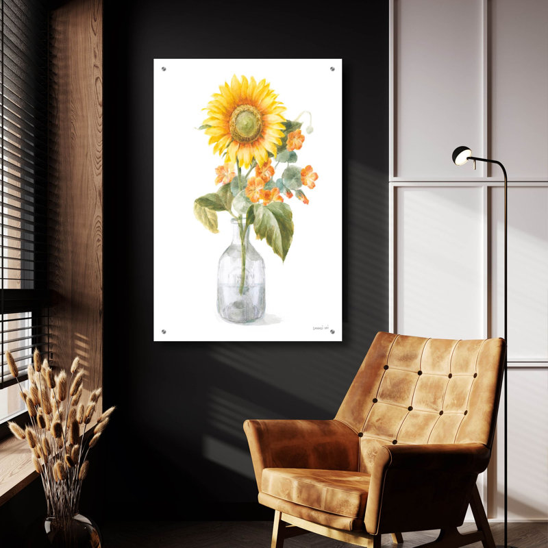 «Fresh Cut Sunflowers 2» par Danhui Nai, art mural en verre acrylique, H 36 po x l 24 po x P 0,2 po