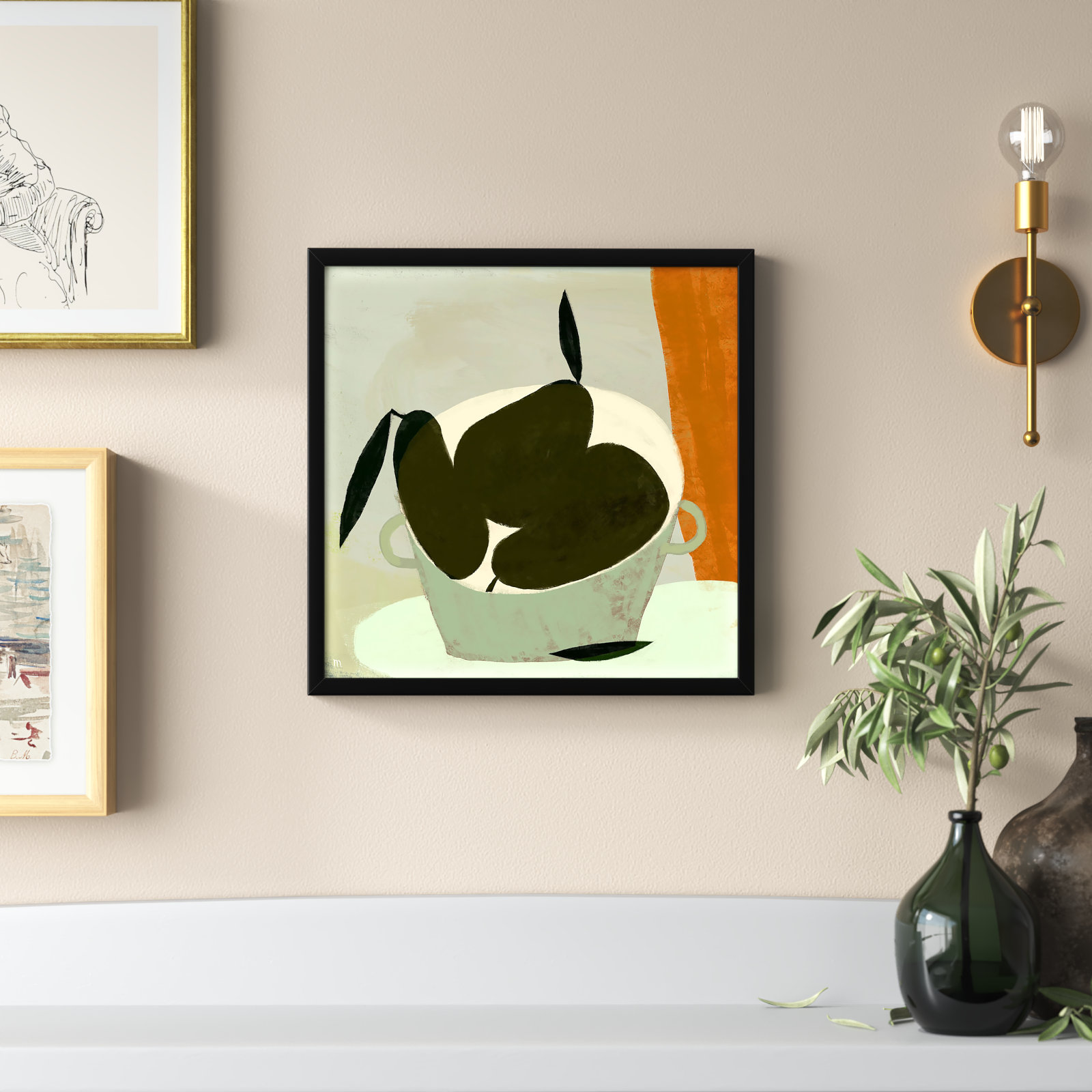 Three Pears by StudioM, Black, 16" H x 16" W x 1.25" D