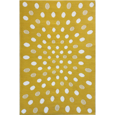 Tapis d'extérieur à pois Crazy, brun et blanc cassé, tapis réversible pour patio, porche, terrasse, tapis de sol