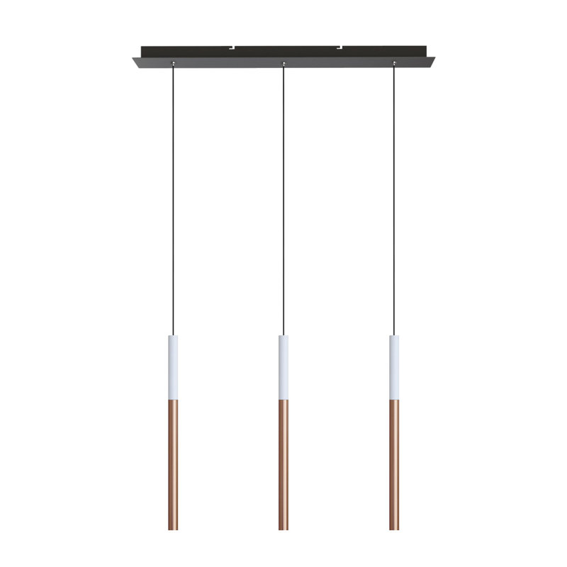 Baileyton 3 - Light Kitchen Island Pendant, White Top and Brushed Copper