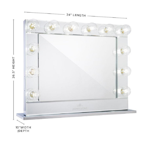 IMPRESSIONS VANITY · COMPANY Hollywood Reflection Plus Vanity Mirror with  12 Clear Bulbs Dressing Makeup Mirror Dimmer Switch - Wayfair Canada