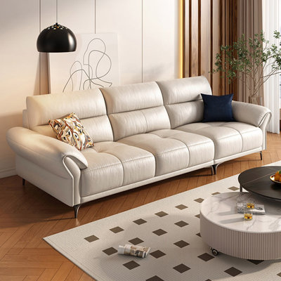 Canapé modulaire blanc en cuir véritable