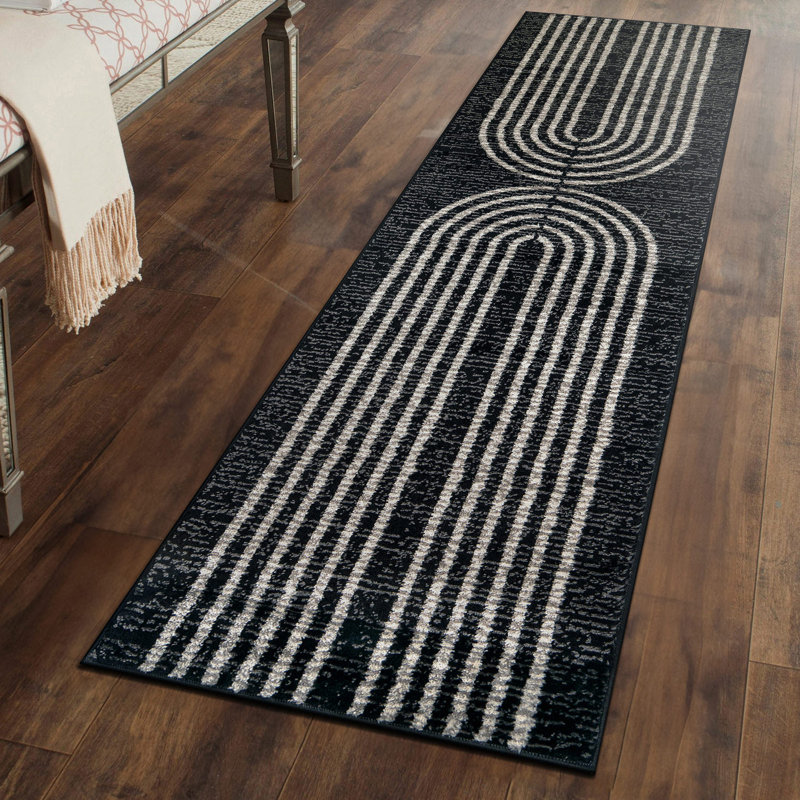 Tapis contemporain à arche contemporaine, Tapis de couloir 2 pi 2 po x 8 pi