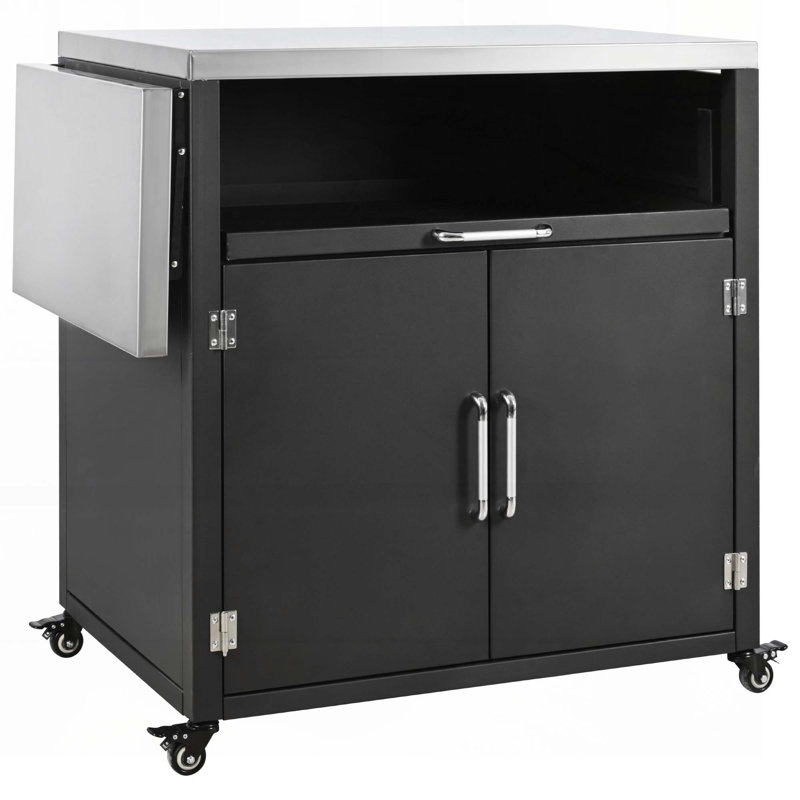 Outdoor Cabinet with Folding & Expandable Work Surfaces, Ample Storage Space, and Lockable Wheels