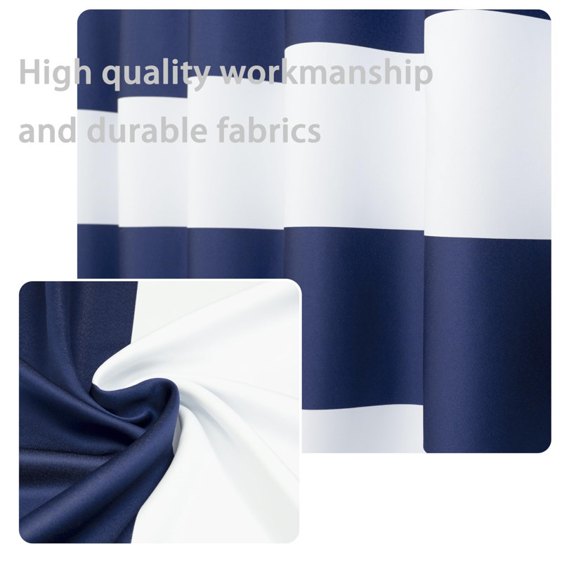 Eastcote Striped Room Darkening Grommet Curtains, 52" W x 84" L, Navy