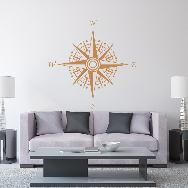Décalcomanie murale autocollante compass, Brun pâle