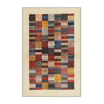 Tapis brun/rouge/gris zone contemporaine