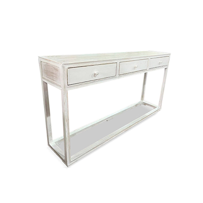White Wash 3 Drawers Console Table