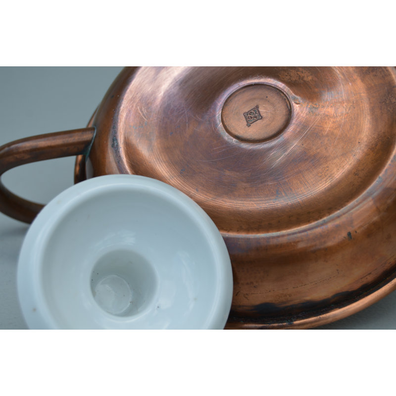 Handmade Americana Copper Candleholder With Ceramic Top