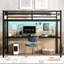 Lit mezzanine simple en métal avec bureau et bureau noir pratique