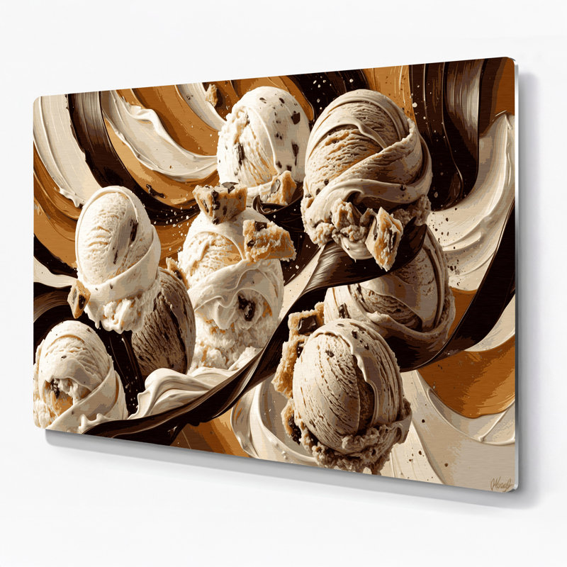 Desserts, pâte à biscuits, crème glacée, art mural en métal beige, H 11 po x l 14 po