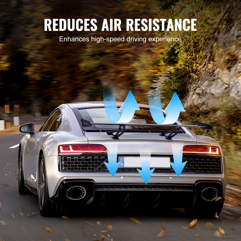 Spoiler de voiture GT Wing, spoiler universel de 43,3 pouces avec plateforme simple, aluminium léger réglable, aileron de spoiler arrière de voiture, spoiler de course noir