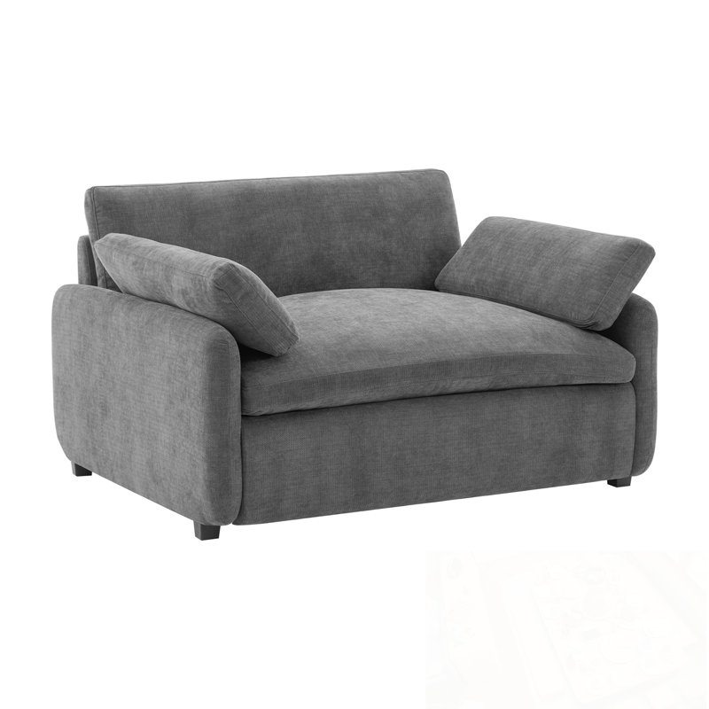 Canapé simple en chenille avec 2 coussins, Gris
