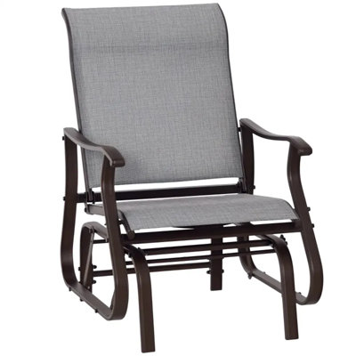 Outdoor Gliding Chair With Breathable Mesh, Smooth Quiet Rocking Patio Glider, Curved Comfort Seat & Armrests, Powder-coated Steel Frame For Garden, Porch, Deck