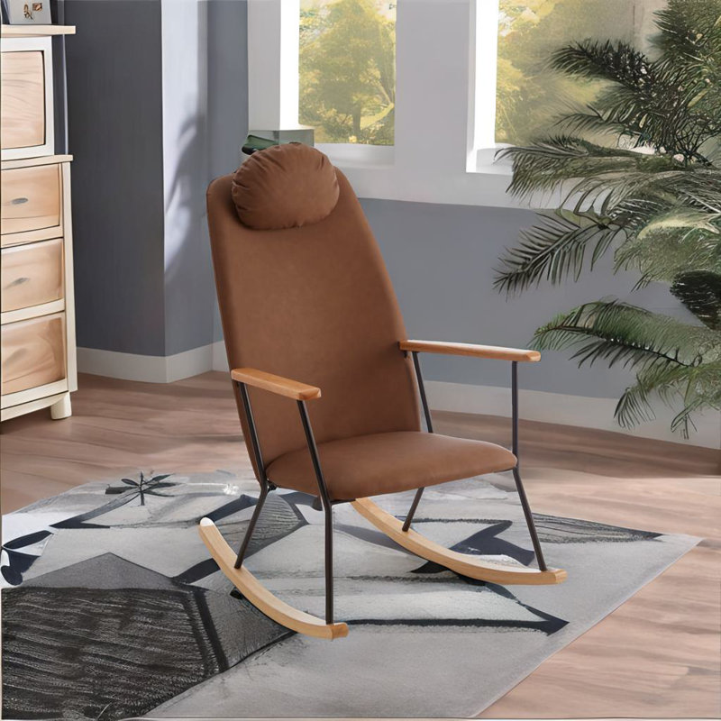 Chaise berçante réglable avec appui-tête, Brun