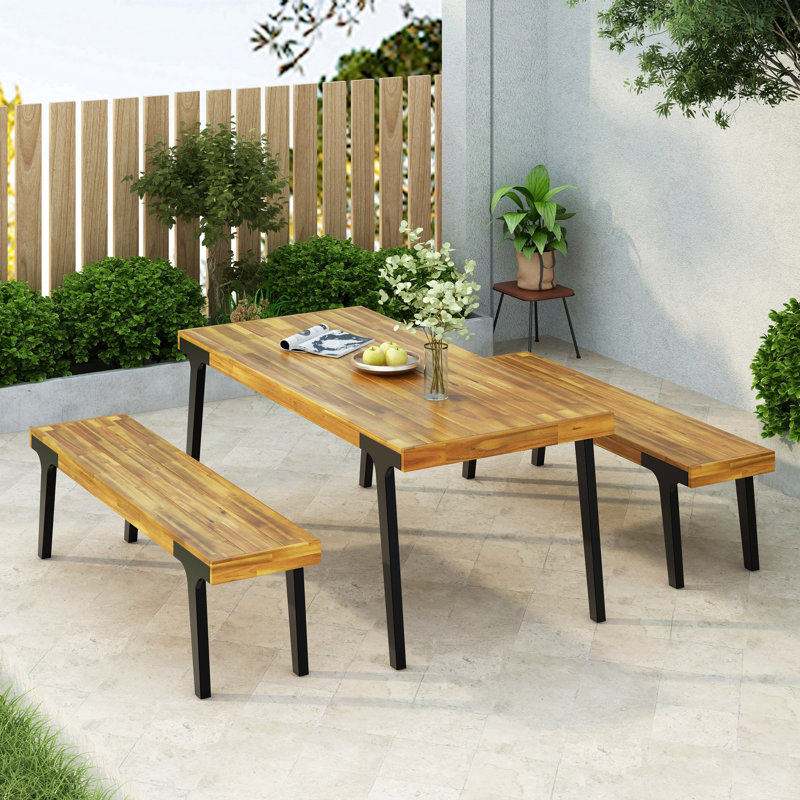 1 table de salle à manger + 2 bancs de salle à manger