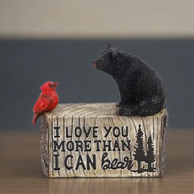7"W Bear and Cardinal on Figurine
