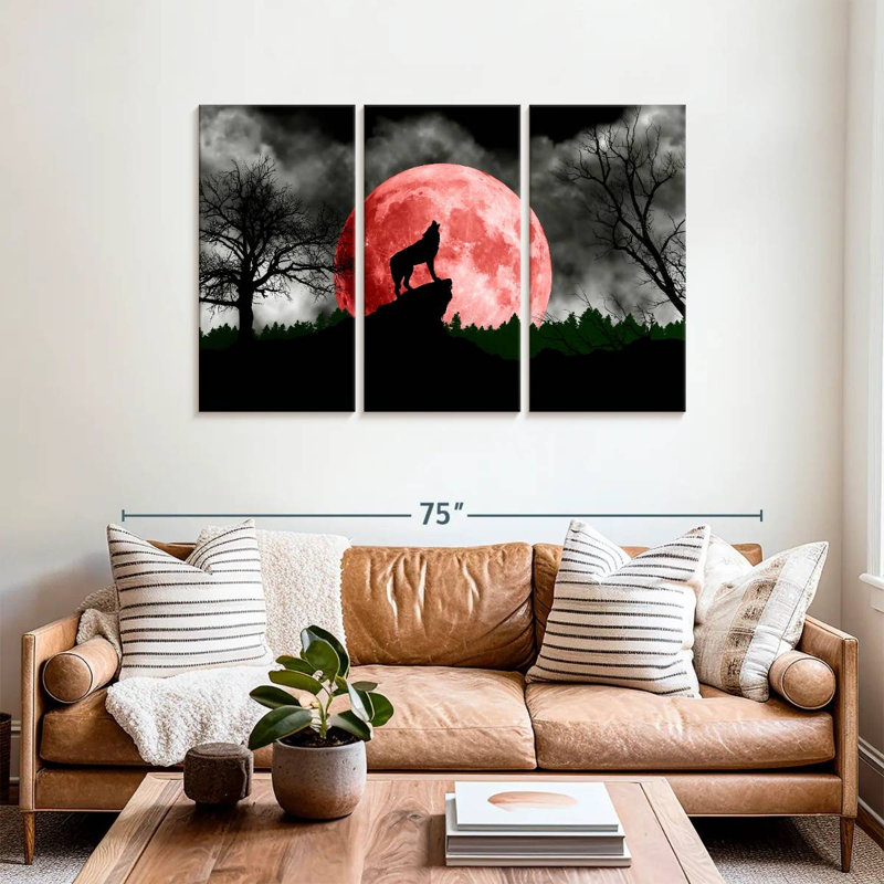 Loup et lune, H 36 po x l 57 po