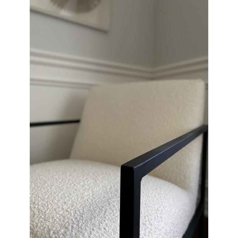 Fauteuil rembourré en métal de 25,75 po de large Seat4U, Polyester blanc crème