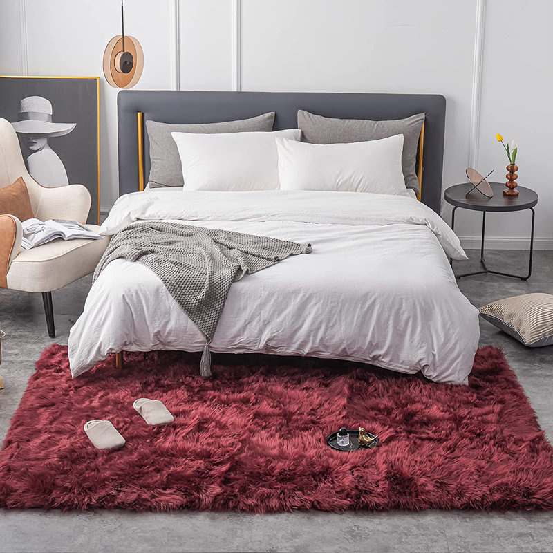 Tapis rectangulaire rouge vin imprimé animal 5 pi x 7 pi