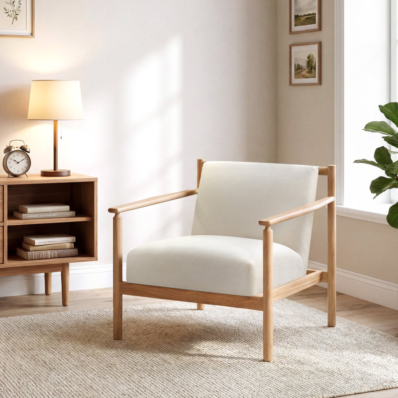 Anastasia Josephine Solid Wood Upholstered Armchair, Cloud Performance Weave
