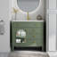Meuble-lavabo de salle de bain 35,6 po Mid-Century avec verre à motif et bande lumineuse à capteur de mouvement, meuble-lavabo sur pied Farmhouse-1187676264