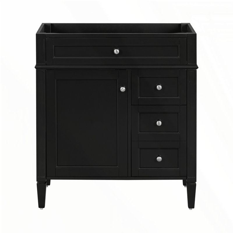 Meuble-lavabo de 30 po sans lavabo supérieur, Noir, Argent argent