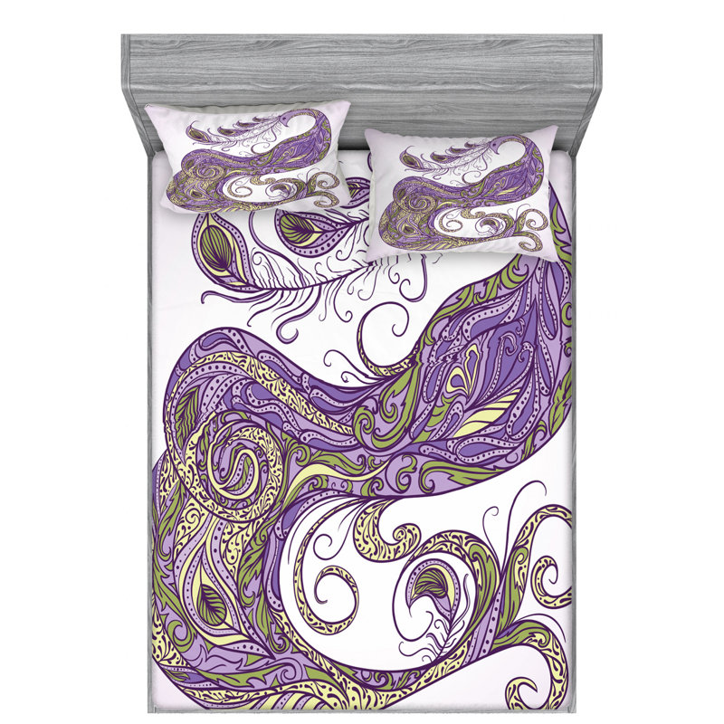 Ensemble de draps mandala peacock, Ensemble de drap pour grand lit avec drap-housse