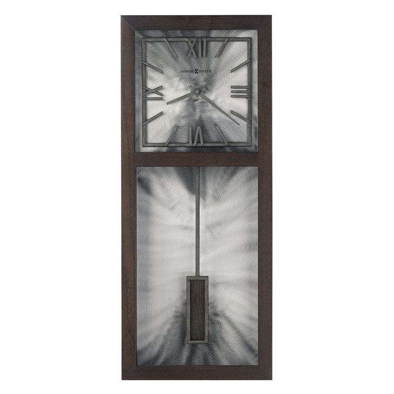 Reid Transitional Satin Espresso Solid Wood Wall Clock with Metal Pendulum