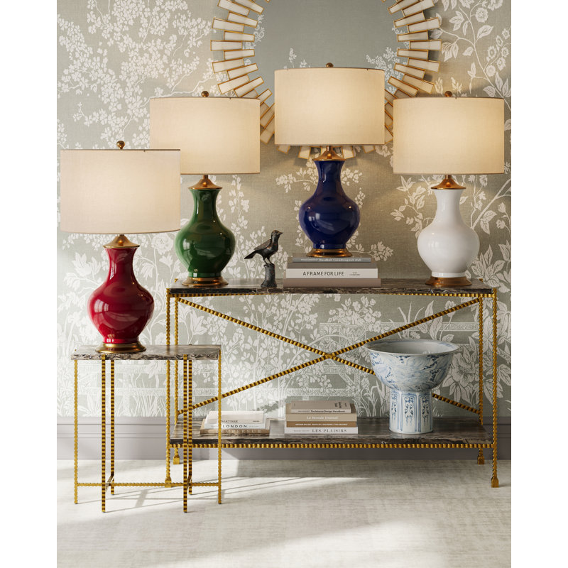 Lilou Table Lamp, White/Antique Brass