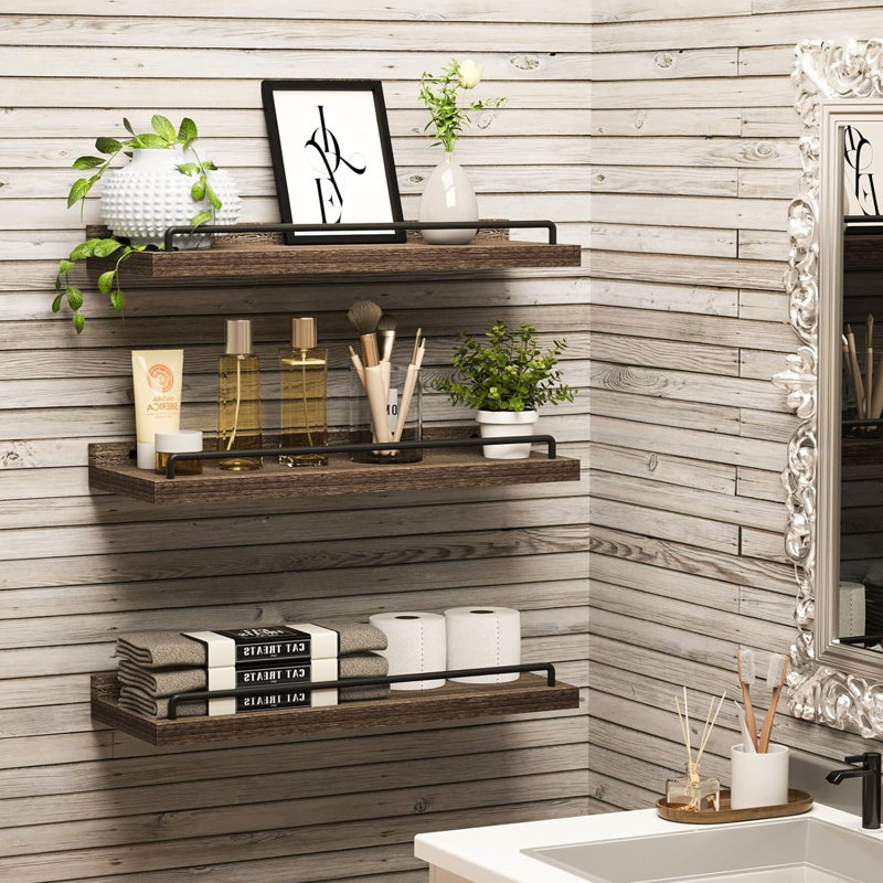 3 tablettes flottantes brun foncé