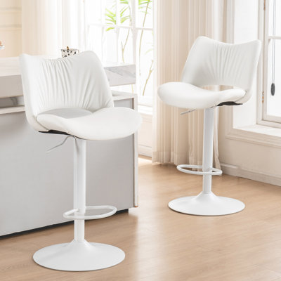 Swivel Faux Leather Upholstered Barstools Adjutable Height Counter Stool with Metal Frame
