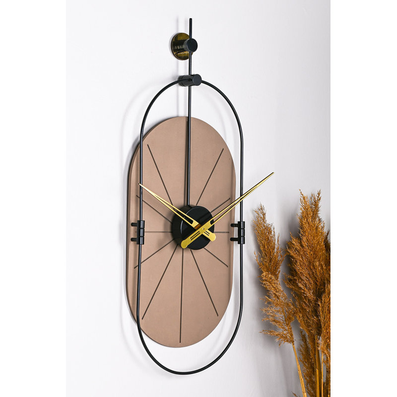 Amarmula Metal Wall Clock, Black/Brown/Gold
