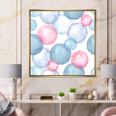 «Blue and Pink Bubbles», art mural sur toile imprimé géométrique