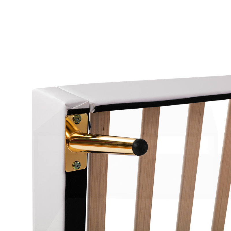 Lit plateforme tapissier moderne avec tête de lit couronne et lumières DEL