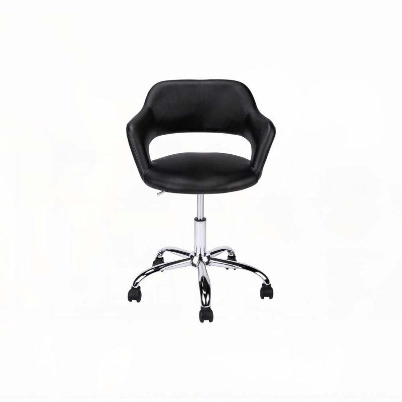 Office Chair,Adjustable Height,Swivel,Ergonomic,Armrests,Computer Desk,Work,Black Leather Look,Chrome Metal,Contemporary,
