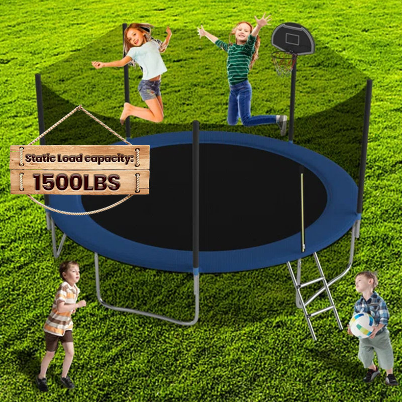 Tranpoline d'extérieur 14 pi avec filet de sécurité et crochet en T pour enfants et adultes