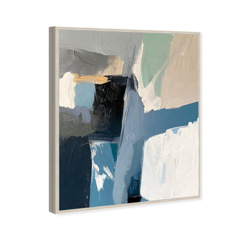 Ashen Tide Canvas Abstract Print by Oliver Gal, Black Frame, 16 x 20, 31"H x 25"W, Silver Frame