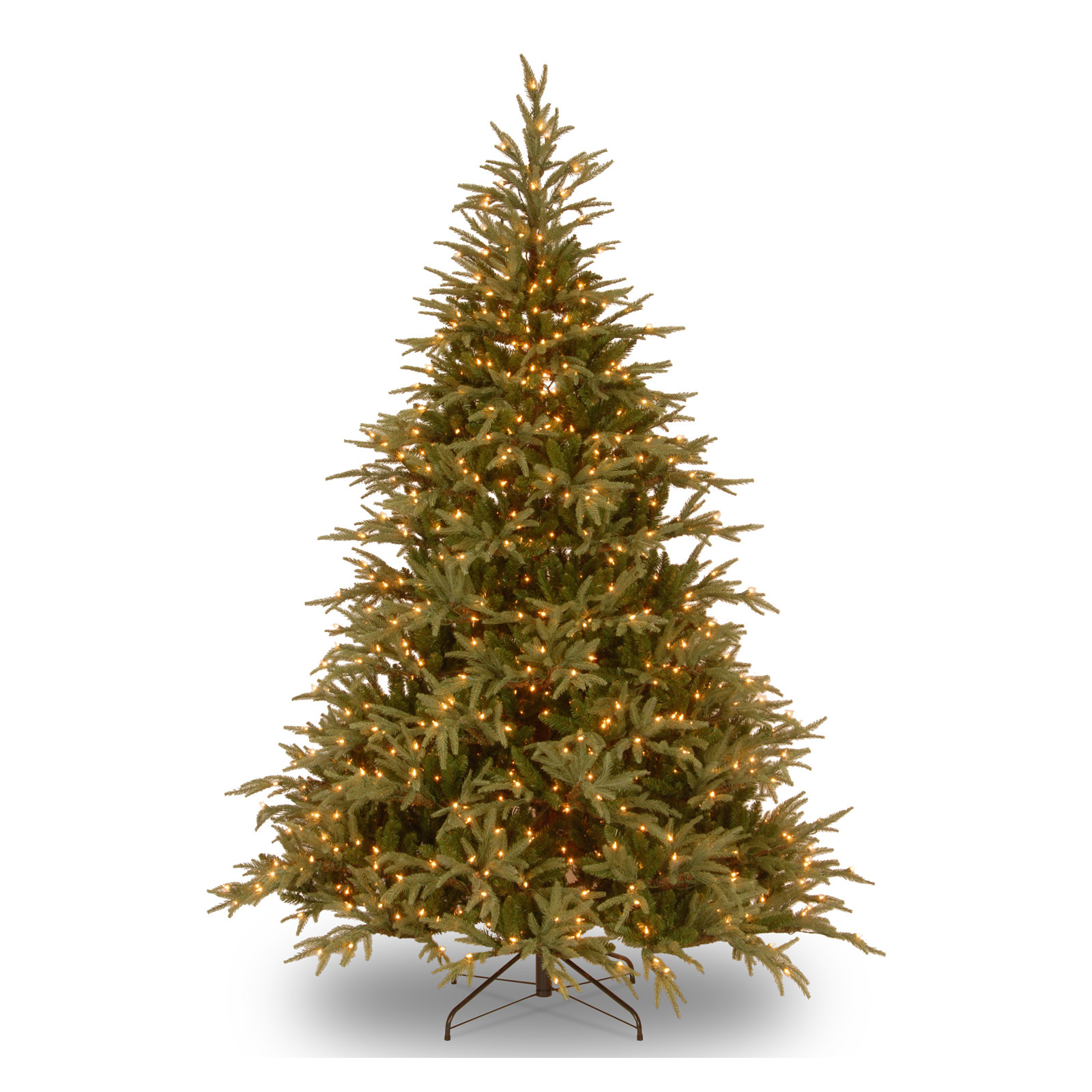 Omnia Green Realistic Fir Christmas Tree with LED Lights, 7.5' in