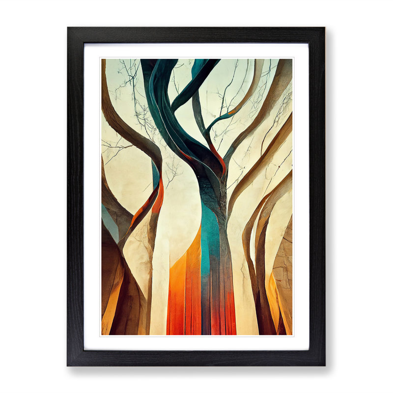 The Abstract Trees No.6 - Wall Art, Black Framed Paper, 66cm H x 48cm W, White