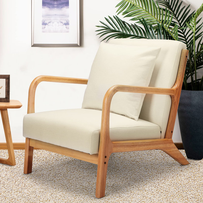 Upholstered Armchair, White Linen