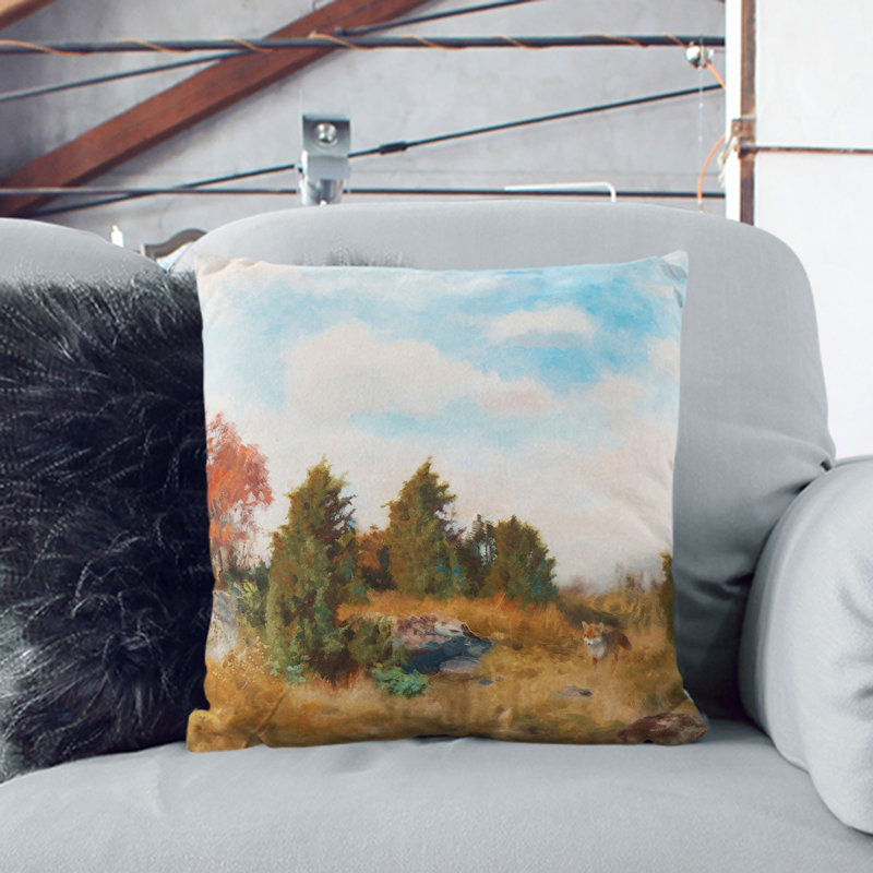 Fox in Autumn Scatter Cushion, Black, 40cm H x 40cm W x 15cm D