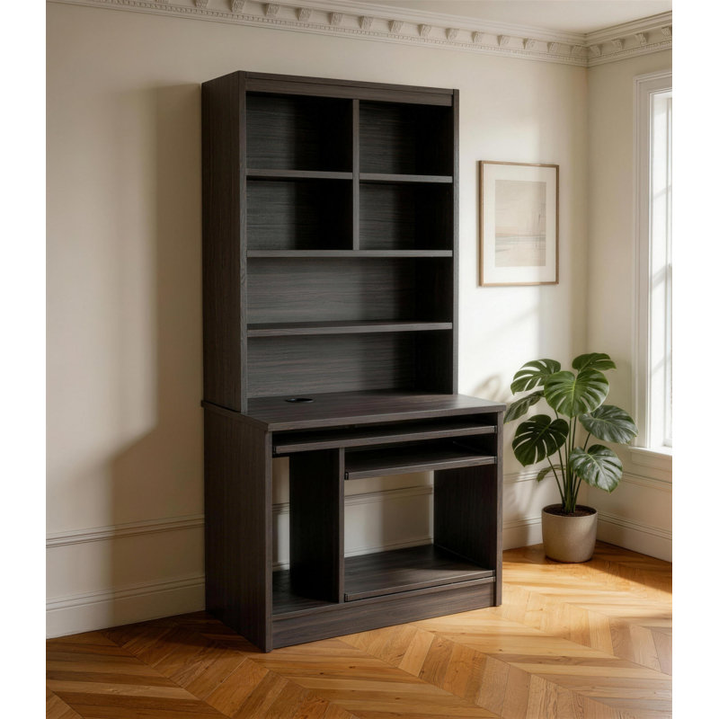Fernande Solid Wood Computer Desk, Black Havana