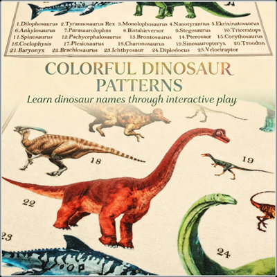 Tapis éducatif de dinosaure, tapis de jeu interactif et durable pour les enfants, suscitant la curiosité et apprenant par le jeu