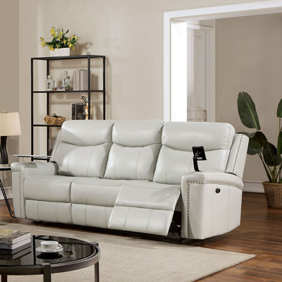 Bruun 87.25" Faux Leather Square Arm Reclining Sofa