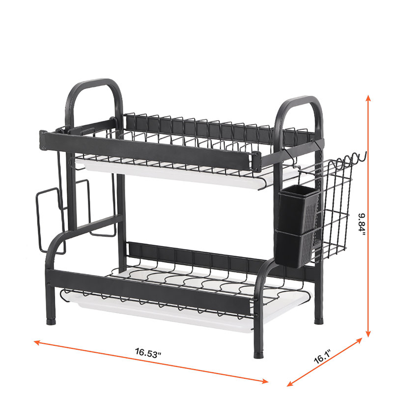 Égouttoir à vaisselle compact en acier à 2 niveaux