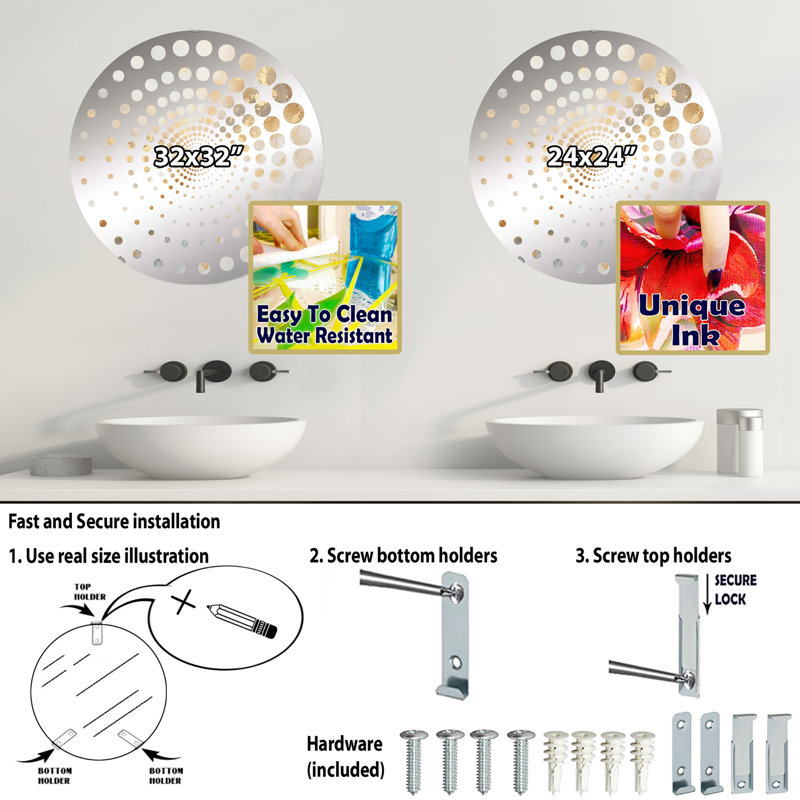 Garian - Miroir mural spiralé, 31,4 po x 31,4 po