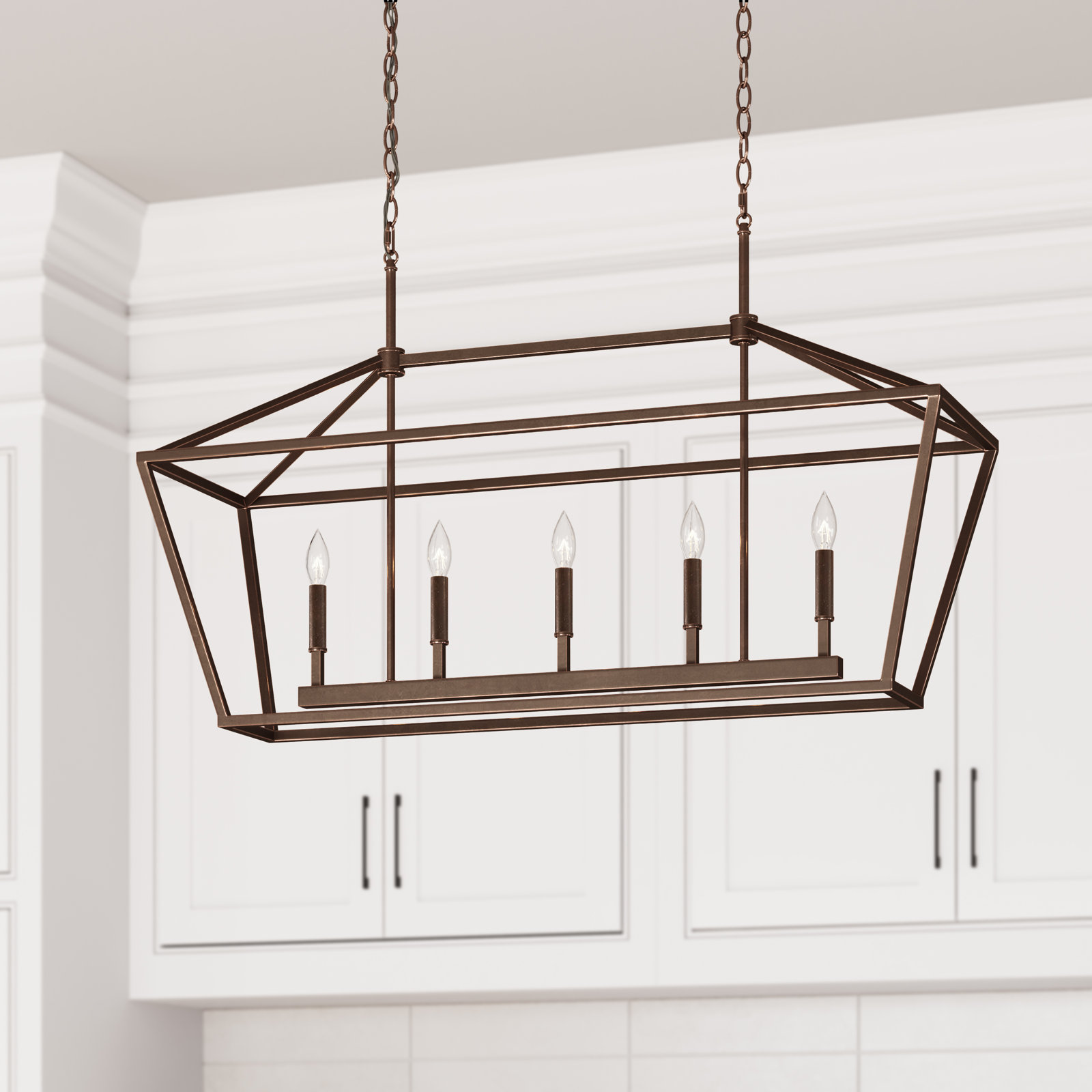 Glenhaven 5 Light Dimmable Pendant, Rubbed Bronze