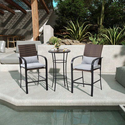 Tabouret de comptoir d'extérieur 24 po avec coussin Shikera