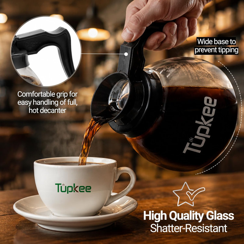 Ensemble de 12 cafetières commerciales de 12 tasses avec brosse de nettoyage, décanteurs en verre 64 oz